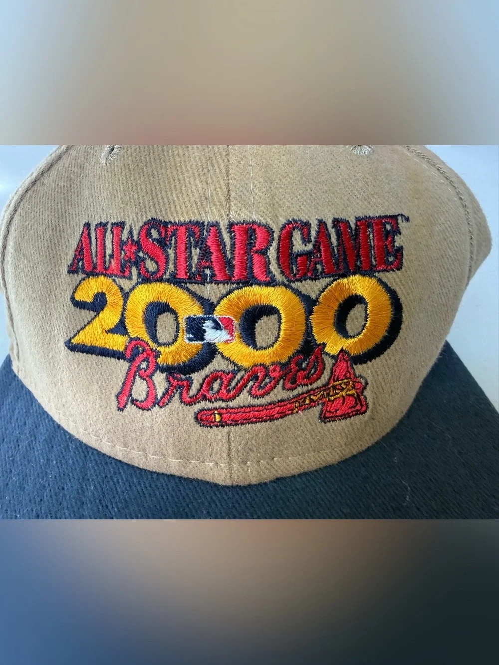 Vintage Atlanta Braves All Star Game 2000 Baseball Cap Tan and Navy